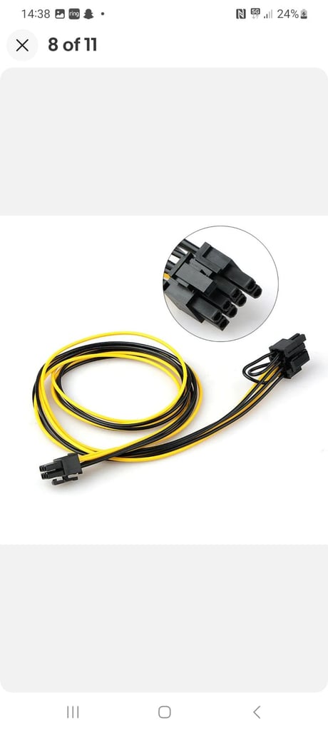 PCI-E GPU 6 to 8 Pin to 6+2-pin(6-pin/8-pin) 70cm Long PCIE Power Cable for GPU   5 pack 
