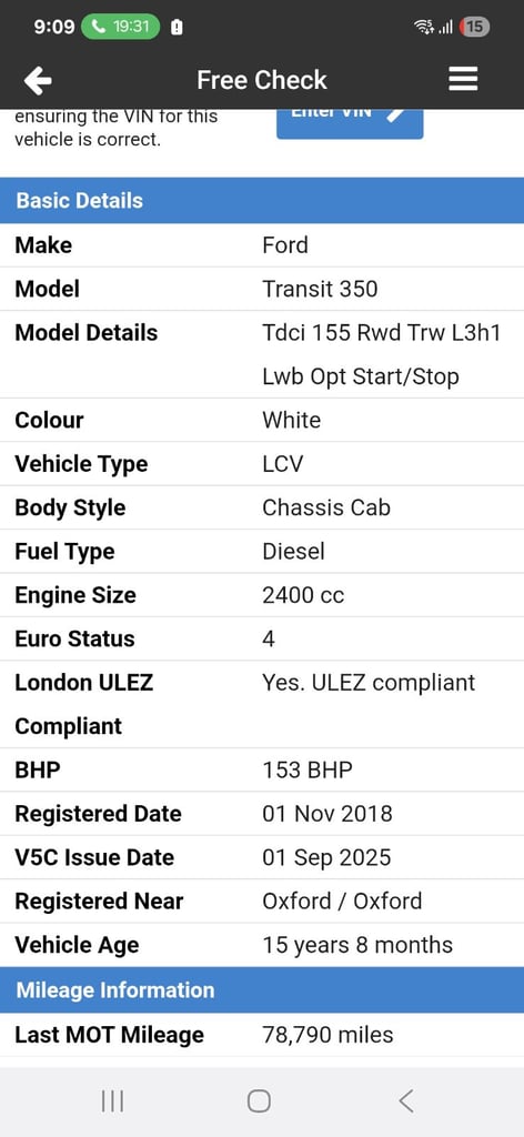 2010 Ford Transit 2.4 Tdci Luton Tail Lift Van 