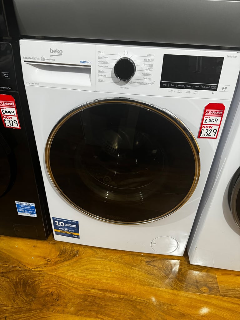 🤩SALE WEEK🤩RRP £479!! Beko Pro 8kg ‘Aquatech’ Washing Machine - White / Crome Trim 
