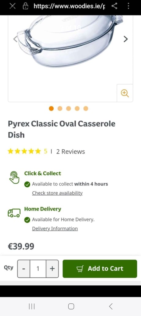Large Pyrex Oval Glass Casserole Dish 