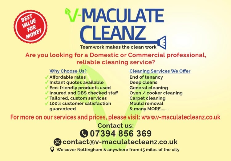 Local domestic and commercial cleaners in Nottingham