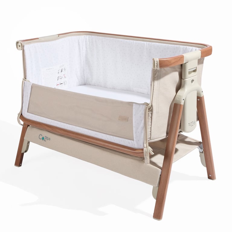 CoZee Bedside Crib - Scandinavian Walnut/Ecru