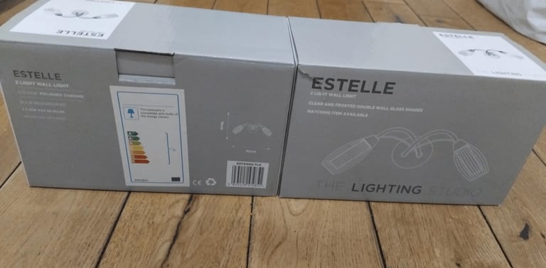 image for Wall Lights clear and frosted double wall glass shades x 2 