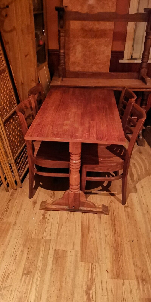 image for Solid Wood Walnut Dining table & 4 Chairs
