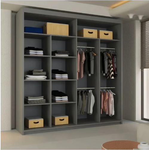 Brand New - Lisbon Mirror Sliding Door Wardrobe -Grey - SAME/NEXT DAY DELIVERY