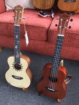 Donner and Aklot electric tenor ukuleles