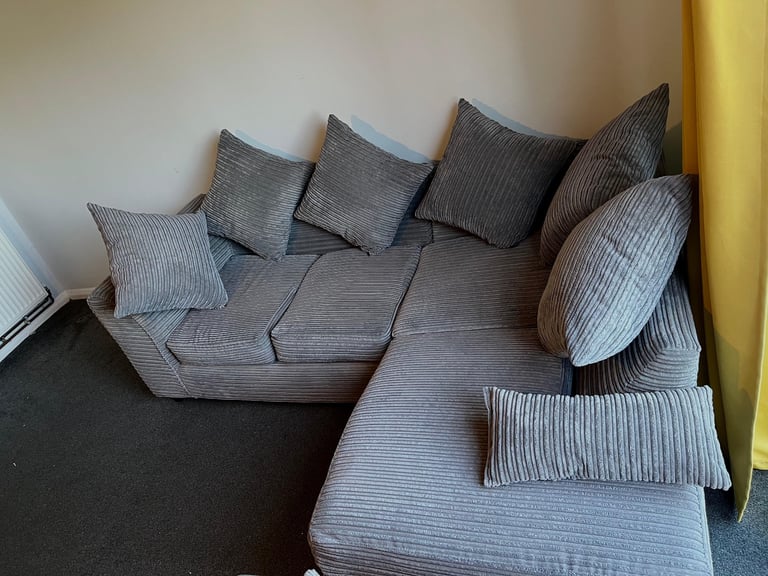 Grey jumbo corner sofa 