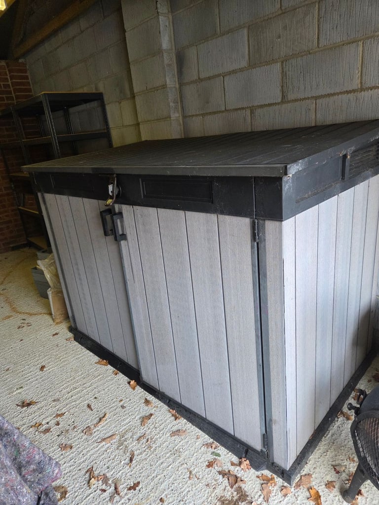 Made with ultra-rugged duotech walls Hydraulic piston assisted lid Ideal outdoor storage solution