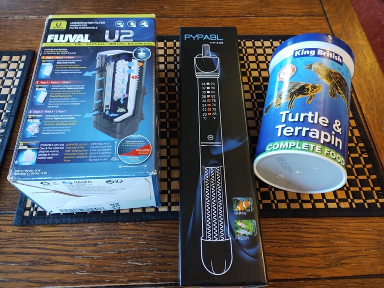 Pair of Musk Turtles with Tank, Lighting, Filter Pump, Heater, Thermometer and Accessories 