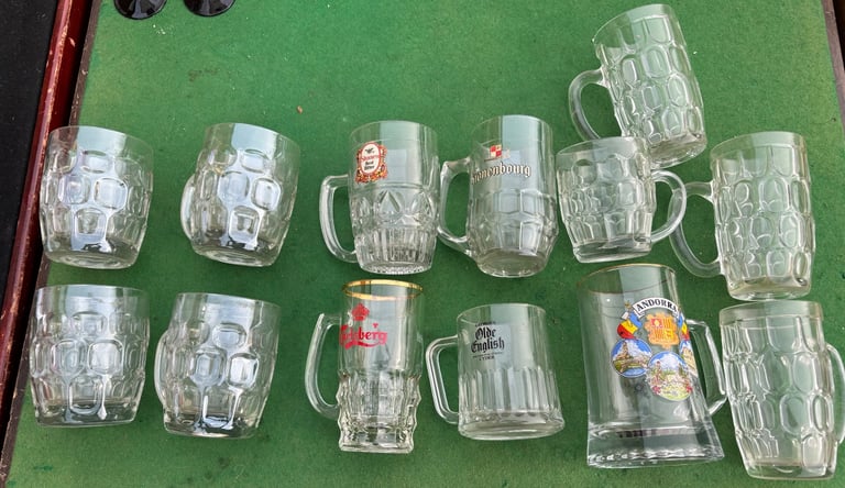 image for Mixed lot of half pint handled glasses some vintage 