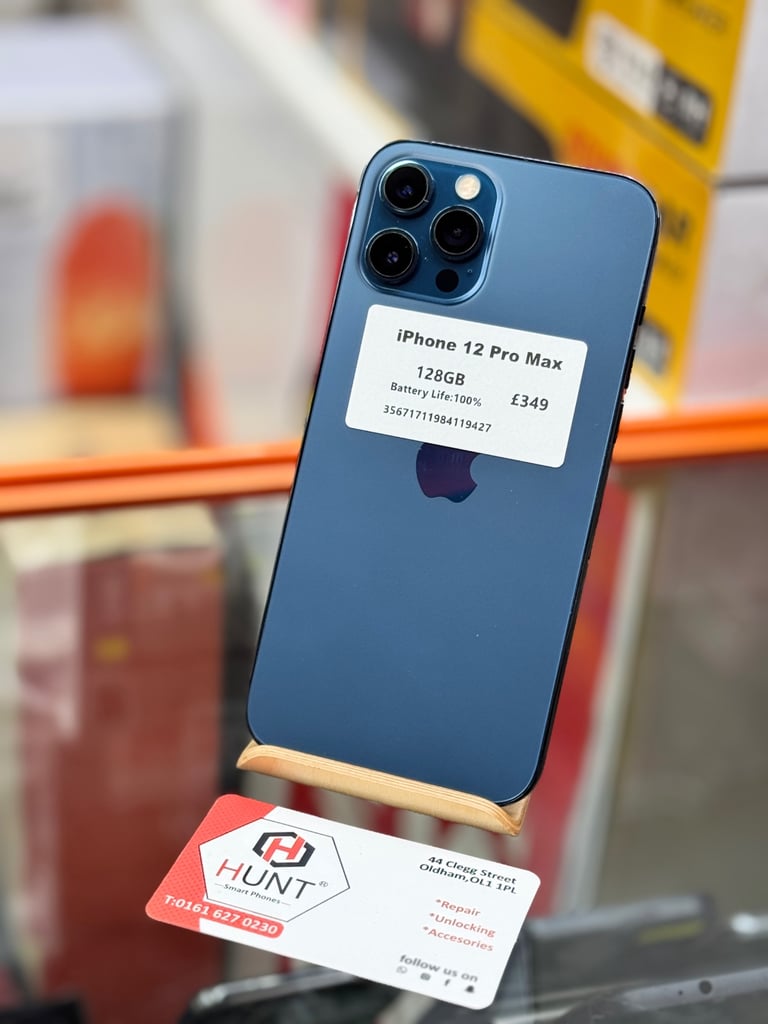 image for iPhone 12 Pro Max 128gb Unlocked Phone in Pristine condition with Shop Warranty 