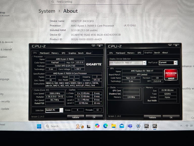 Gaming PC Ryzen 5 7600x RX 7800XT 32GB DDR5, 1TB SSD, Win 11 (Brand New Parts)