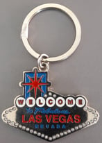 BRAND NEW - Chunky silver metallic Las Vegas keyring – post or collect
