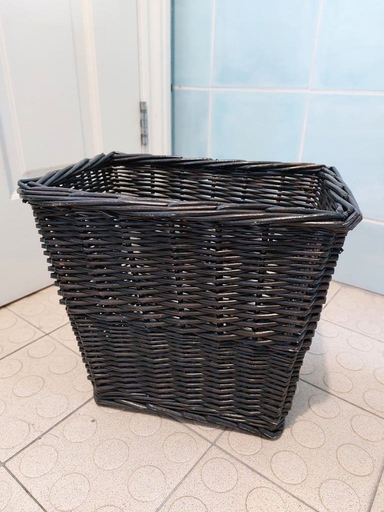 image for Dark blue wicker wastepaper bin