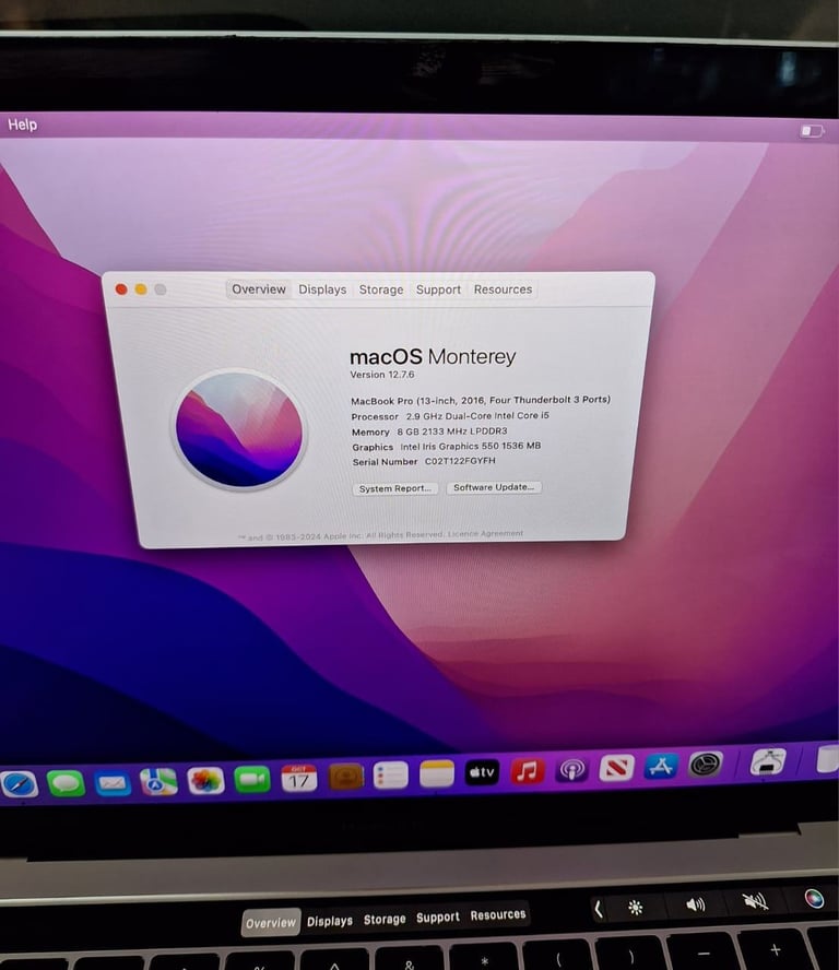 MacBook Pro (13 Inch, 2016 ,Four thunderbolt 3 Ports)