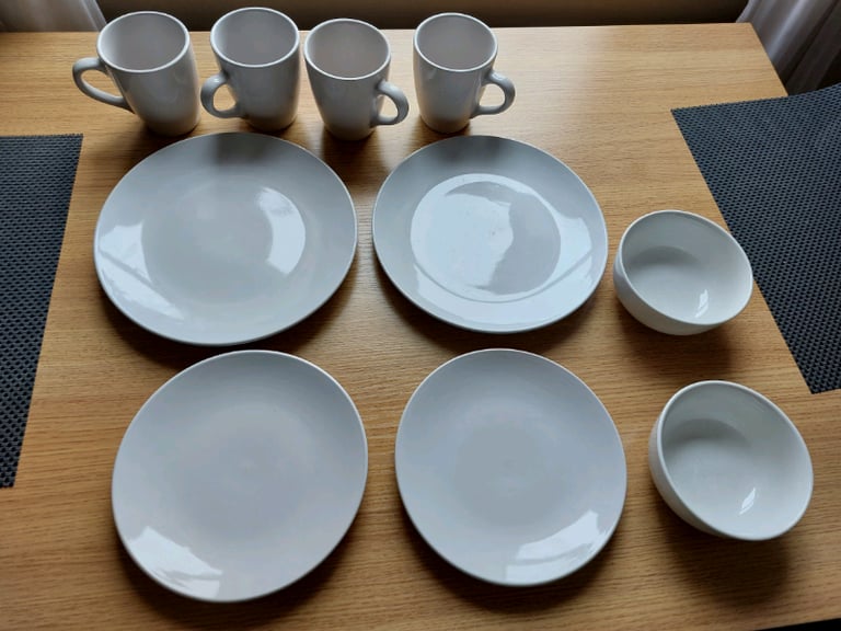 Set of plates, mugs, glasses, bowls