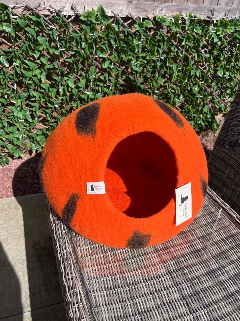 Shady Cat Caves Handmade Felt Cat Bed/Cave Tiger Print Cave 