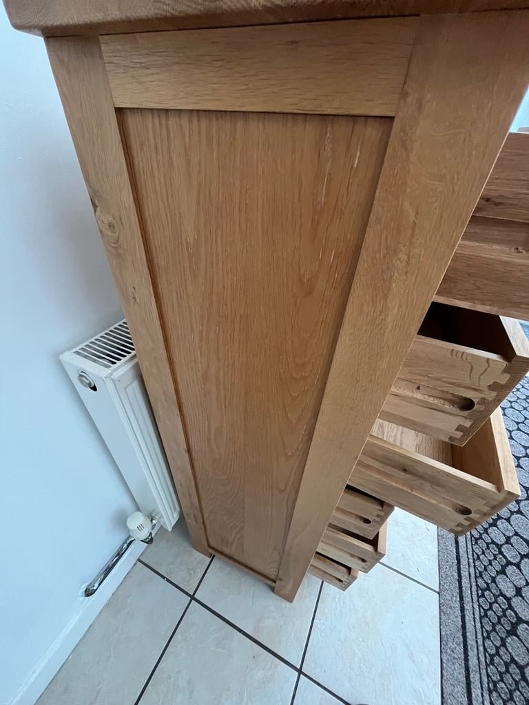 Light Oak chest of drawers with matching small unit