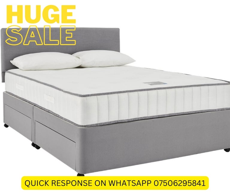 Double Bed Base HeadBoard With Foam Mattress All Sizes Beds Available