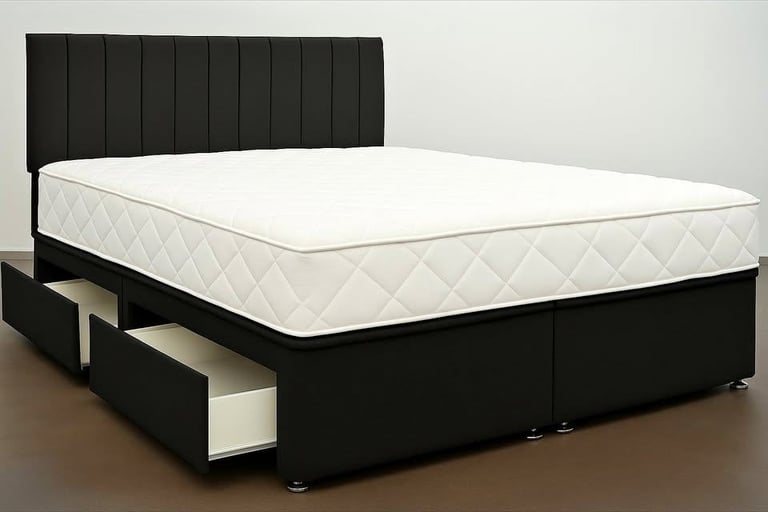 image for DIVAN 5FT King Size Bed Base With Mattress & Storage Drawers 20% Off Amazing Price