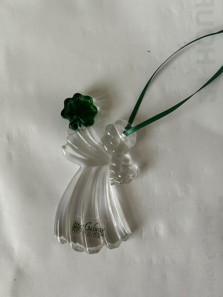 Galway Crystal Angel Christmas Ornament Shamrock Ireland