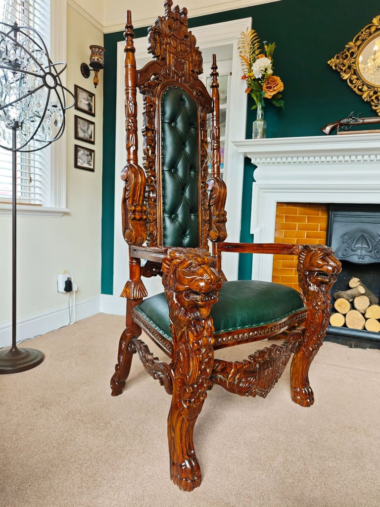 Brand New Carved Throne Chair