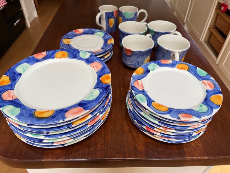 image for Bubble Pattern Hand Painted Ceramic Set