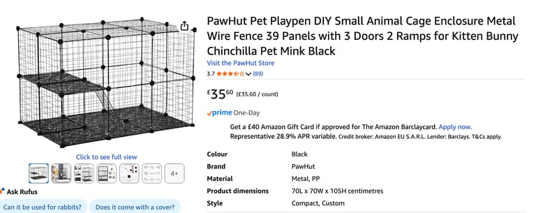 Pawhut Small Animal Metal Wire Cage 2nd ad as have 2