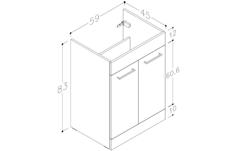 New White Volta Floor Standing 2 Door Basin Unit 610mm RRP £315 Our Price £200