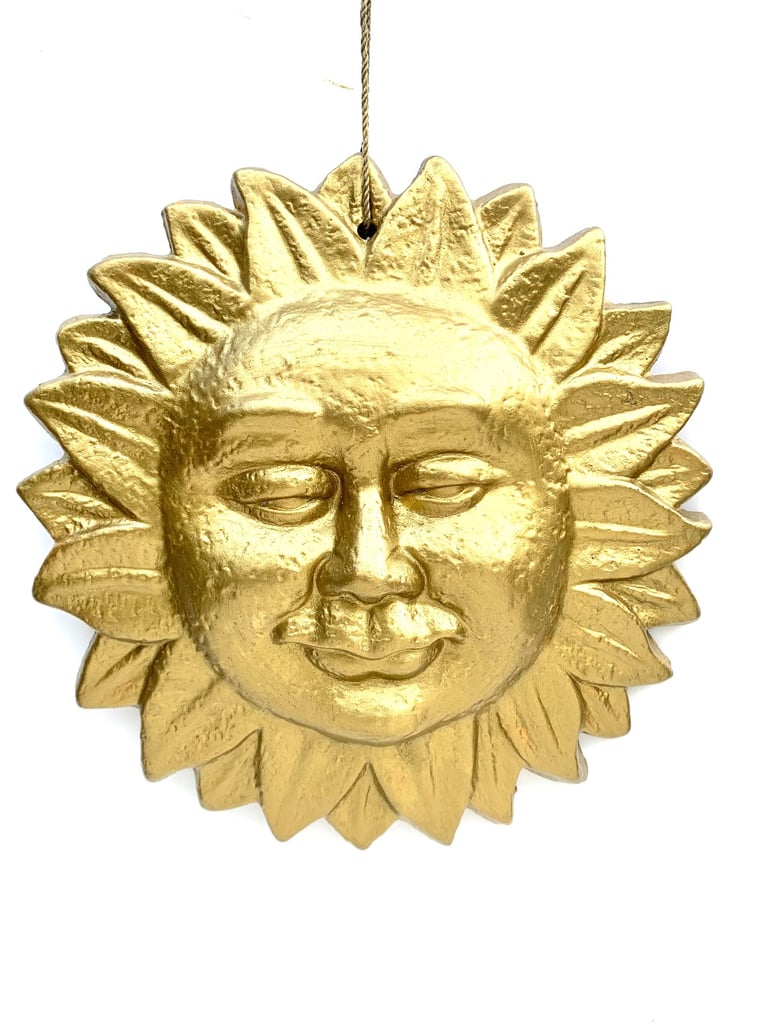Golden sun and leaves wall plaque 
