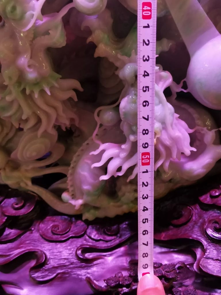 Chinese Exquisite Handmade Dragon carving Jadeite Jade Statue