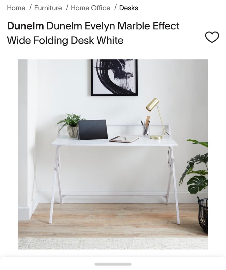 image for Dunelm Evelyn Marble Effect White Folding Desk