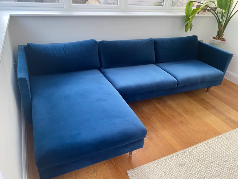 image for Blue Velvet Left-Chaise Sofa
