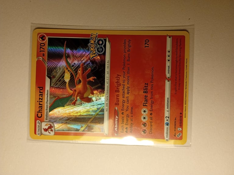 image for Charizard Stage 2 Holo Pokémon Card #010/078 – Genuine & Sleeved
