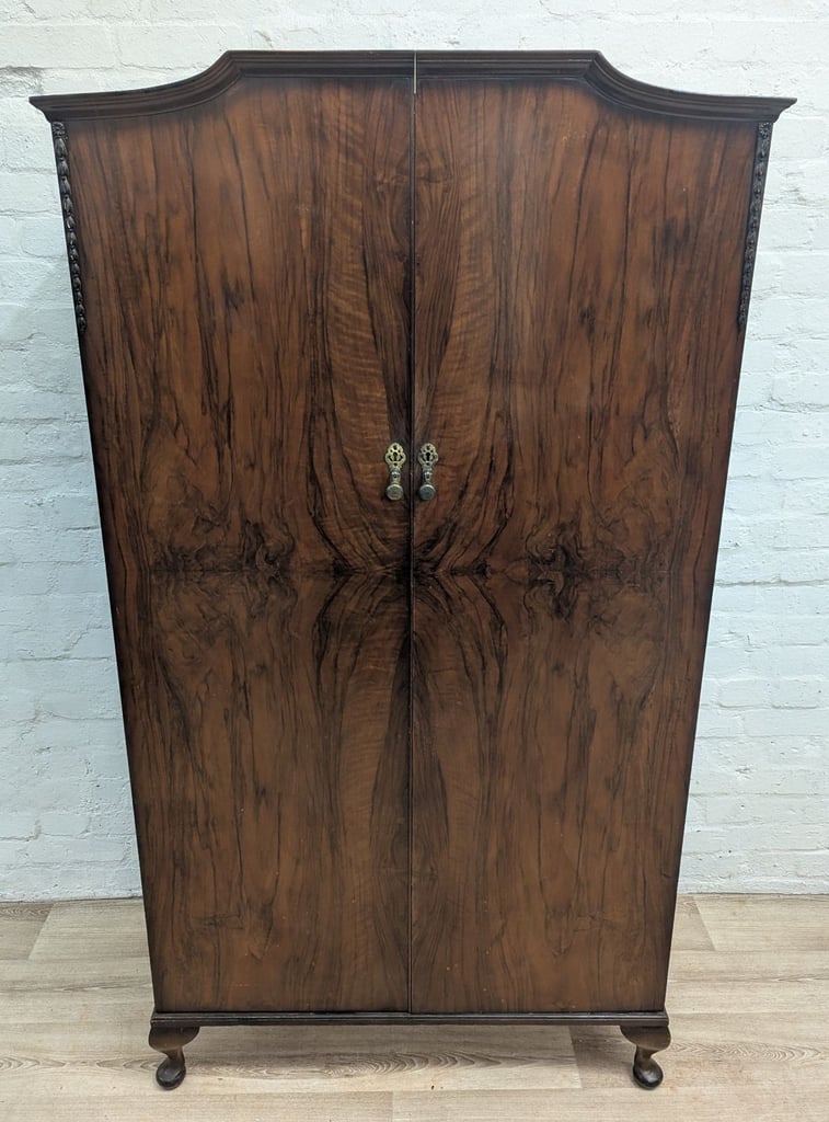 Queen Anne style mahogany double wardrobe (DELIVERY AVAILABLE)