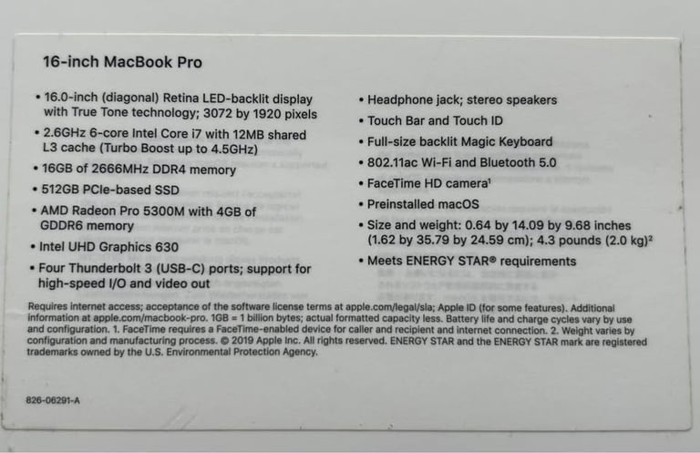 2019 Space Grey Apple MacBook Pro 16inch