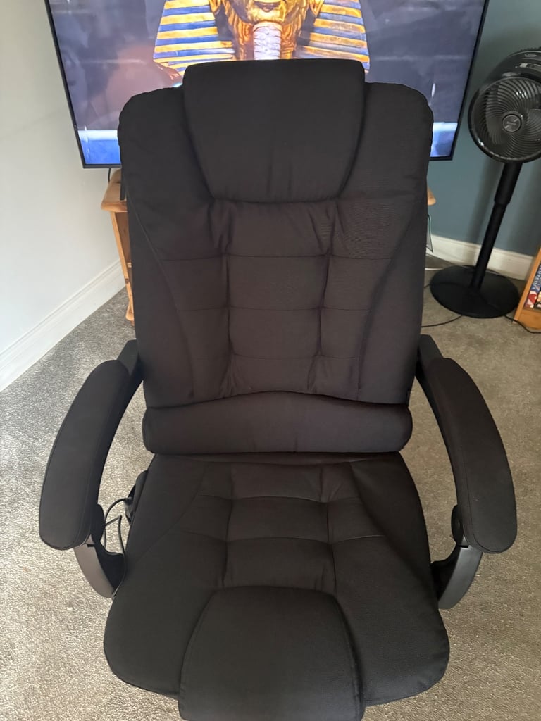 image for Vinsetto Office Chair with 6 Point Massage and Back Heat Linen Desk Chair 