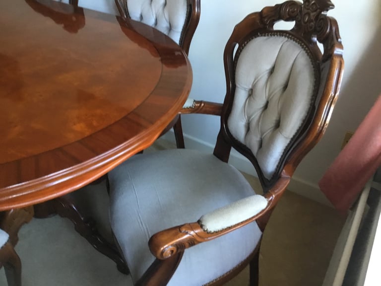 Polished Wood Dining Table & 8 Chairs