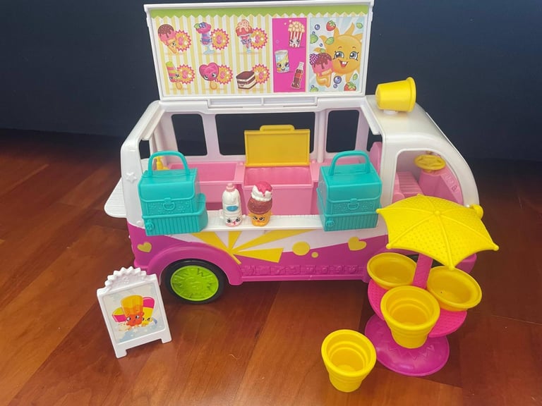 image for Shopkins Scoops Ice Cream Truck Playset complete with all accessories 