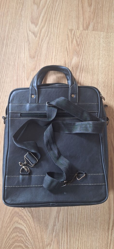 Black Leather Laptop / Document Bag — Excellent Condition