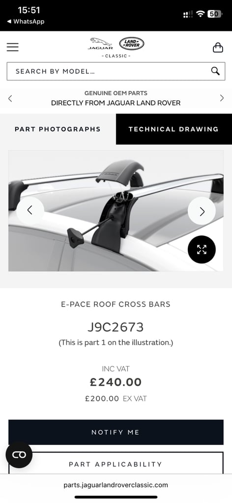 Jaguar EPace roof crossbar with 4 Thule bike rack 