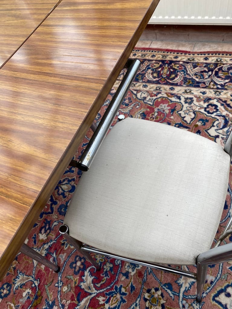 Vintage 1960s French Supermatic by Brevet Extendable Dining Table and 3 Chairs