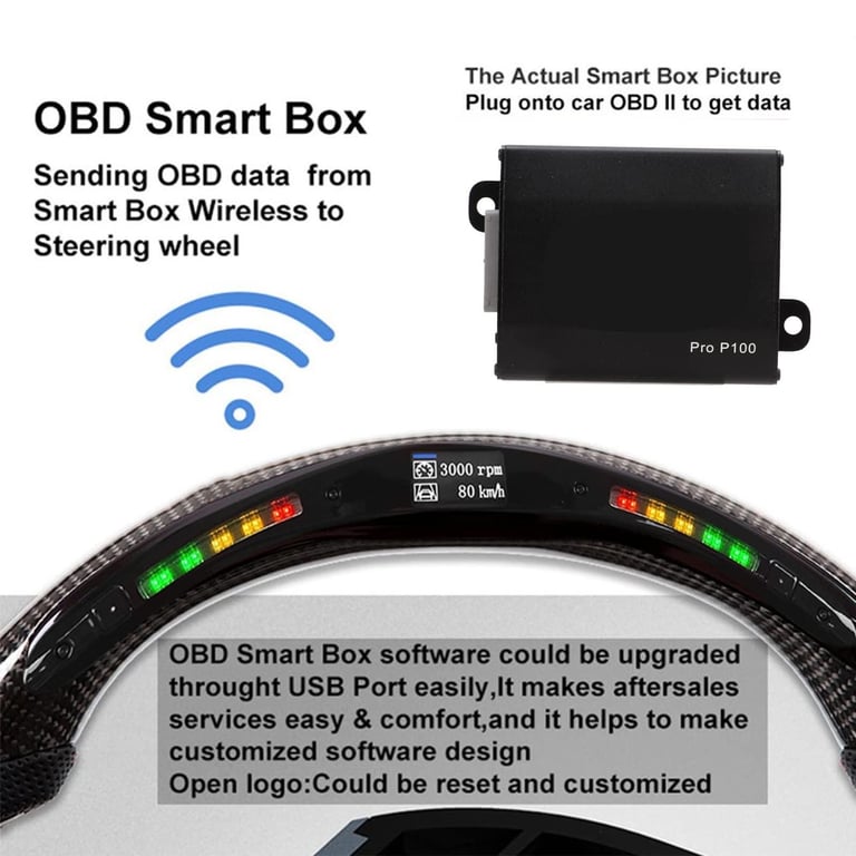 Carbon Fibre LED Display Steering Wheel Replacement