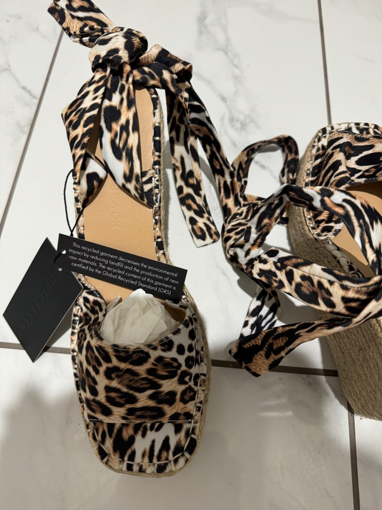 image for Brand new River Island animal print leopard with tie up snkles