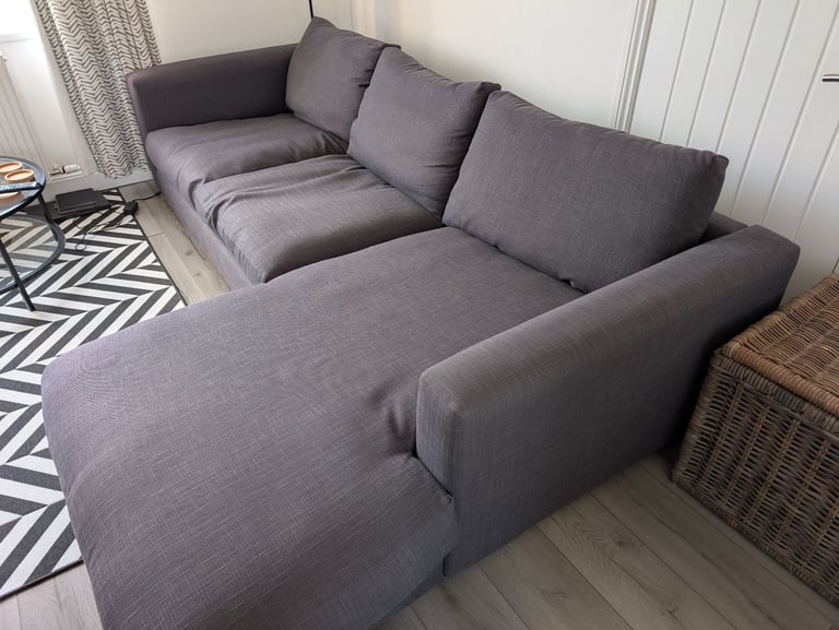 image for Grey chaise 3-4 seater sofa £375 ono