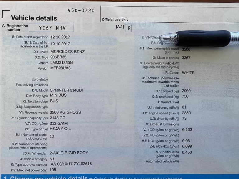 Mercedes Sprinter 314 MWB 13 Seat Minibus. Aircon. Auto. FSH. Reverse Cam. 