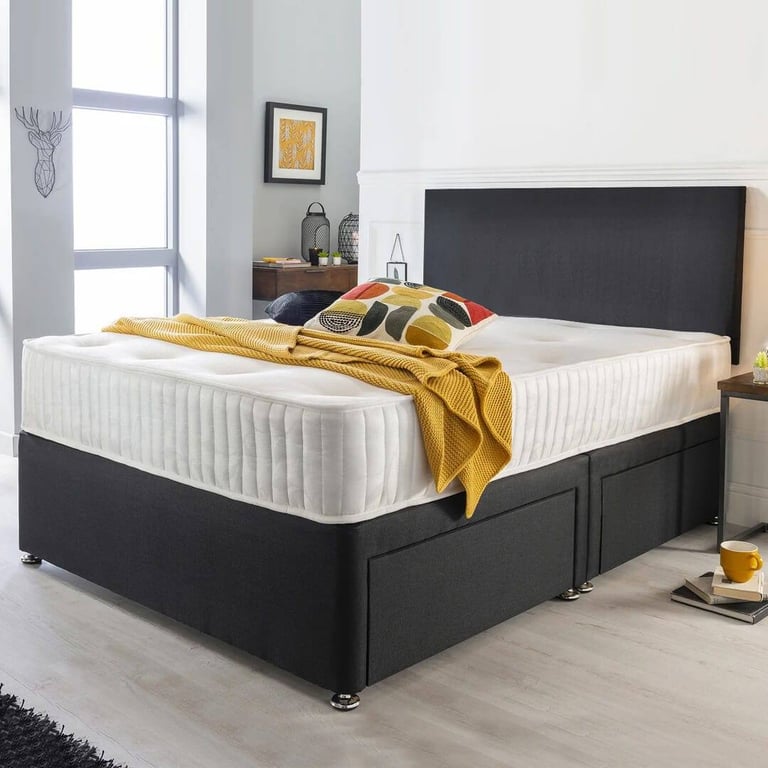 image for Order Now !! Plain Headboard - Double & King size Divan bed With Mattress 