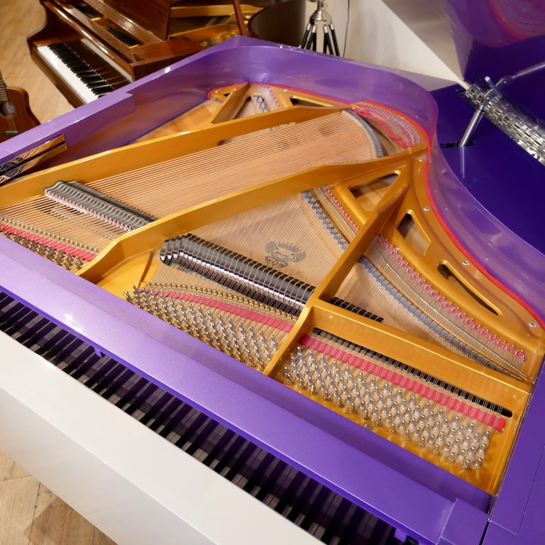 Bespoke Interior Square Grand Piano | Purple & Cream | Delivery, Stool, Tuning