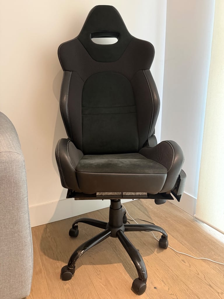 image for Racing Style Gaming/Office Chair – Black with White Stitching