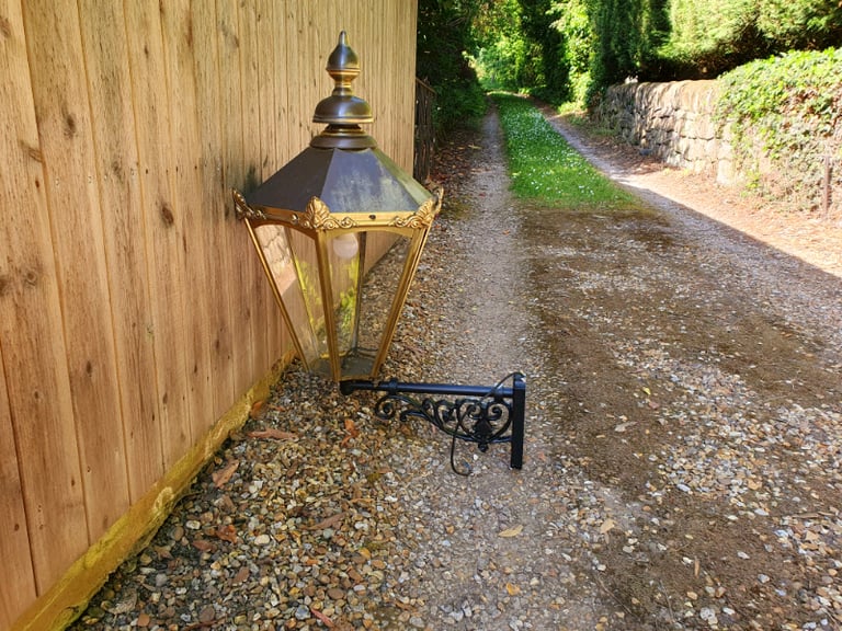 Reclaimed brass Victorian style wall lamp/light/lantern coach house 